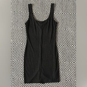 Black Mini Dress with Gold Studs